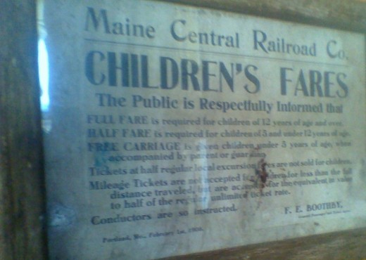 Old train fare sign at the N. Conway station