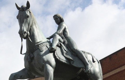 The statue in the centre of Coventry that shows Lady Godiva naked on her horse