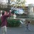 man making huge bubbles and kids loving it.