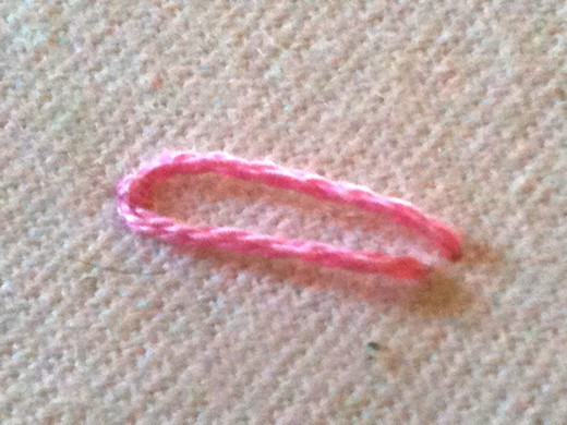 Figure 5: This is the first completed lazy daisy stitch.
