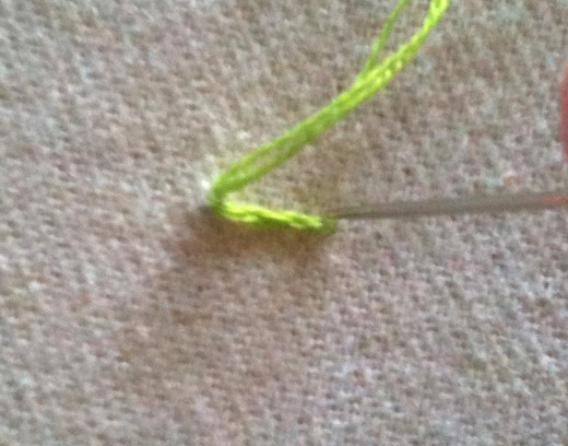 Figure 2: Make another running stitch just above the last one you made