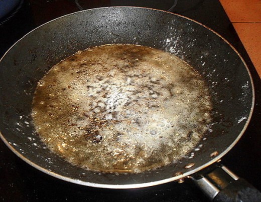 Add flour to the pan juices.