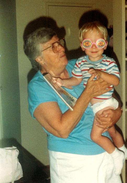 My Mother In Law, June, with our son on his birthday. She passed away from Multiple Myeloma in July of 1996.