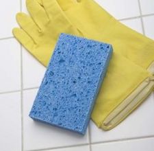 always wear gloves and clean using a soft sponge scrubber