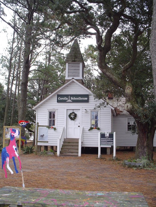 Historic Corolla School House is now Corolla Wild Horse Museum and headquarters