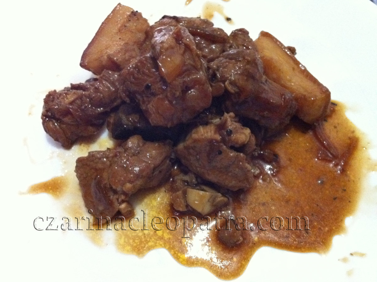 Pork Adobo - pork meat cooked in spices, soy sauce and vinegar.