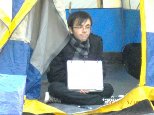 This is an unsung young hero of Occupy Vancouver who has weathered brutal weather, some assaults on the camp and new harsh conditions imposed in an election competition. He is young enough to be ignorant of many of the past struggles and politics.