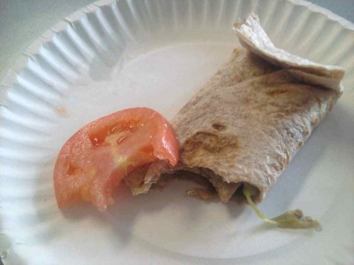 I couldn't wait for a photo!!  I had to have a bite, but yikes!  It was HOT!  So glad for the tomato!!