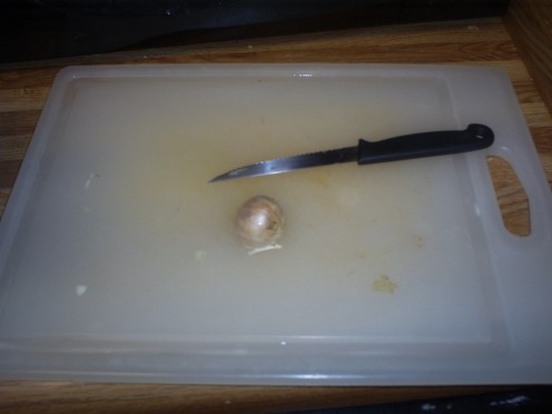Chop a clove or two of garlic.