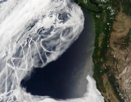 Satellite Image of Boat Exhaust Entering the Atmosphere