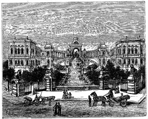 Longchamp Palace, Marseille, 1897, extract from: 'La France illustrÃ©e, gÃ©ographie, histoire, administration, statistique, etc.,' volume I, by V.-A. Malte-Brun.
