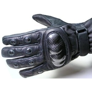 Kevlar black leather motocycle gloves with knuckle protection