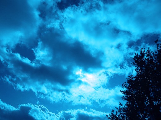 Turquoise twilight with a full moon...Crestline, Ca.