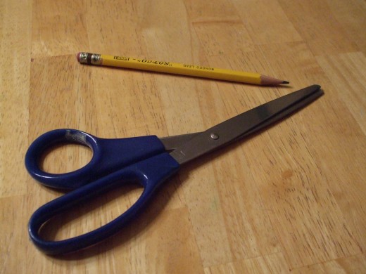Scissors and a pencil.