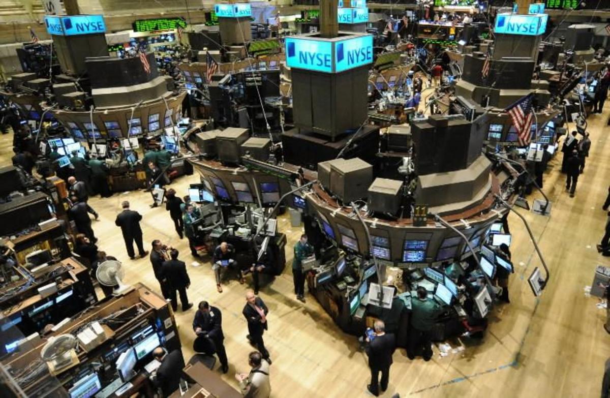 A picture of the floor of the New York Stock Exchange (NYSE)