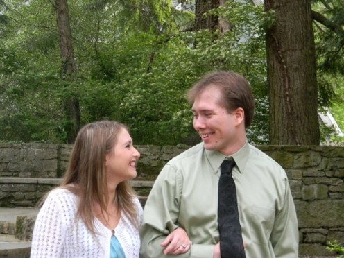 My husband and I practicing the recession after we're announced husband and wife for the first time.