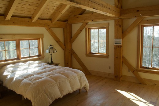 This bedroom done entirely in neutral would look great accented with the colors of your choosing!