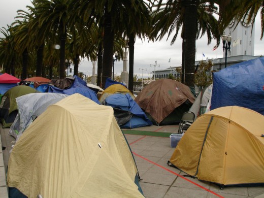 Occupy San Francisco, looking northeast from the south end of Herman Park