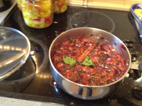 chutney simmering away on the stove