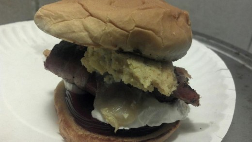 Stack it all up and grab it with two hands.