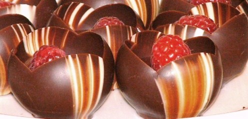 Close up of the raspberry chocolate cups made by Chef Mesnier. Samples were shared with the audience and were delicious!