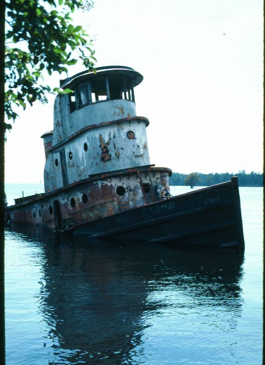 Ghostly Tugboat on Edenton Bay