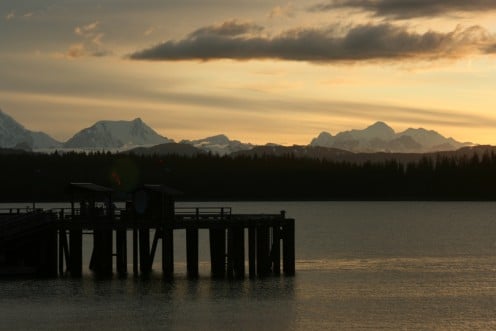 The Fairweather Mountains, as seen from Glacier Bay Lodge