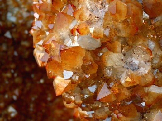 Citrine: Macrophotography provides you the opportunity view the different angles and colors of the crystals in this semi-precious gem.