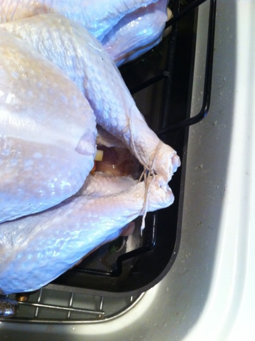 Turkey legs tied (trussed)