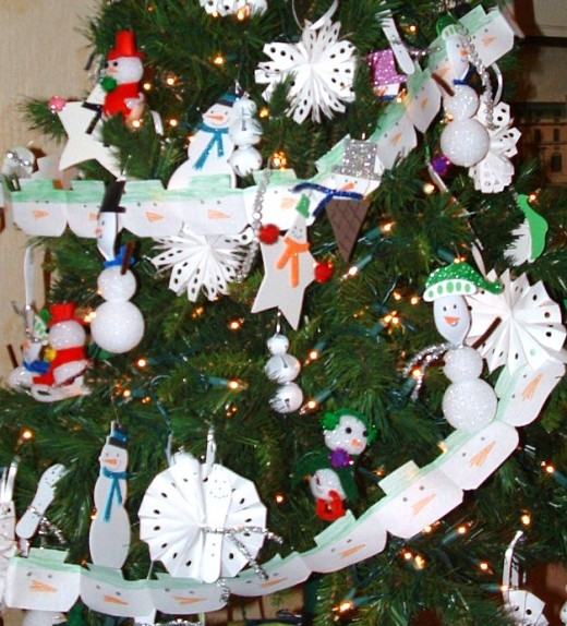 Center of snow themed tree. 