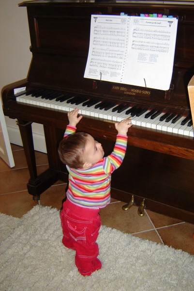 At only 9 months, she is already an accomplished pianist