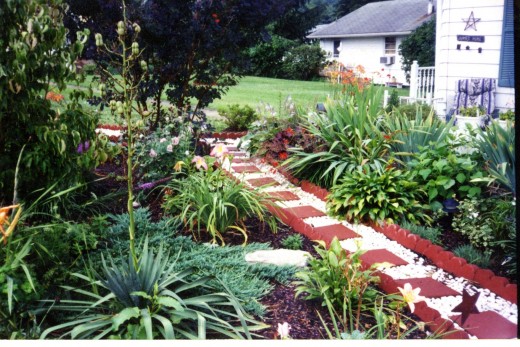 Plantings along a pathway