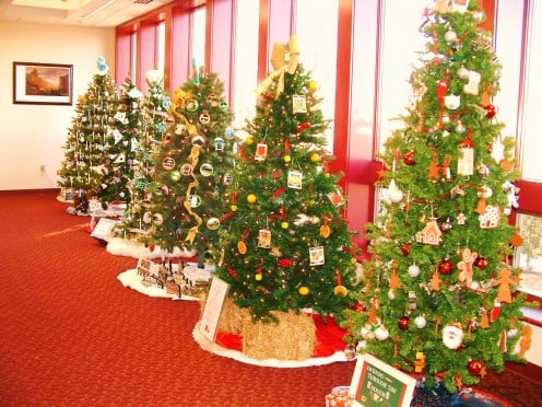Milford Library holiday fundraiser trees. 