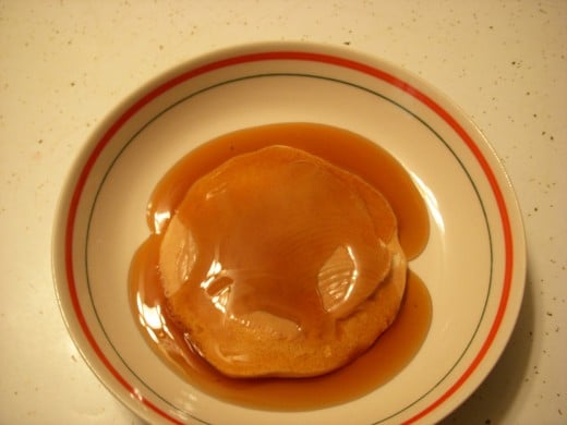 Pancake with peanut butter and syrup 