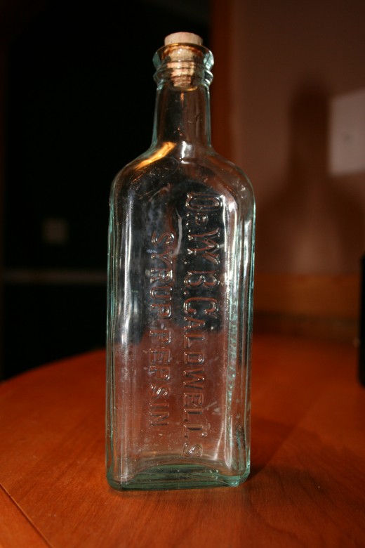 Dr. W.B. Caldwell's Syrup Pepsin bottle is another good glass collectible