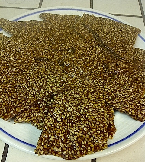 Sesame brittle is simple to make, crunchy and sweet and great for holiday gift giving.  