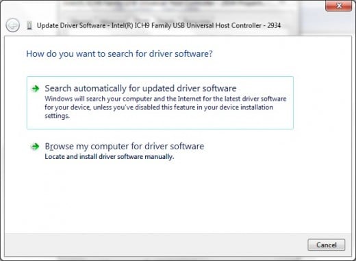 Let Windows 7 search for new drivers on the Internet or tell it to install them from a specific location on your computer.