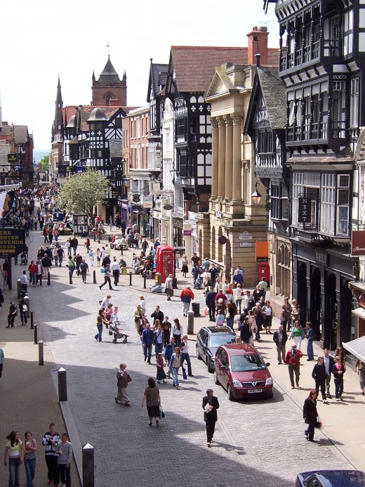 Looking down onto the streets of Chester