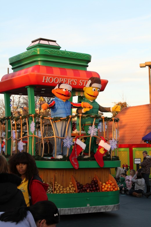 Bert and Ernie's holiday float in the Sesame Street parade