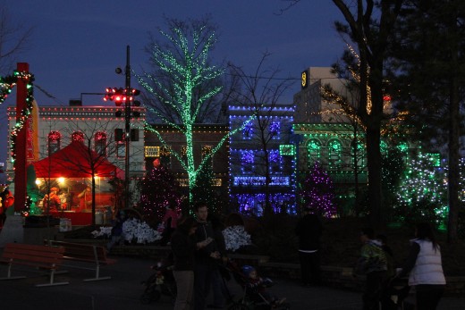 Night view of Sesame Street neighborhood