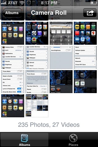 View all of your device screenshots in the Camera Roll part of your iPhone Photos app or the Saved Photos app part of the iPad or iPod touch Photos app.