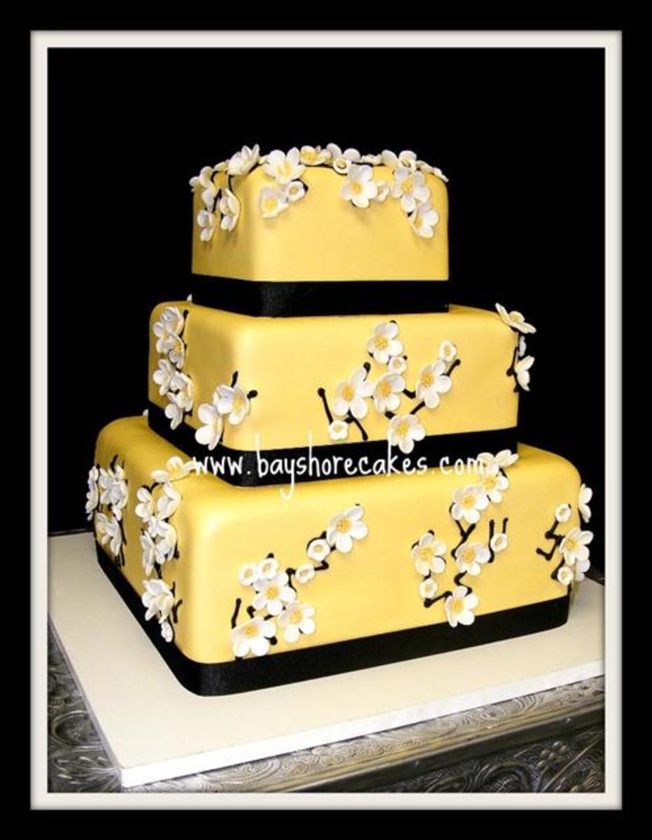 Yellow themed wedding cakes