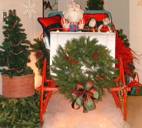 Santa's sleigh exhibit at the Rehoboth Beach Convention Center Delaware Hospice Festival of Trees. 