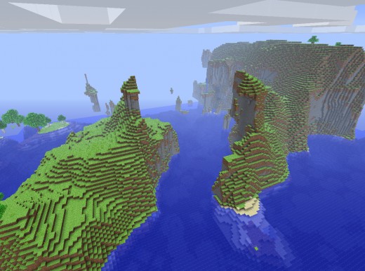 Minecraft 1.0 terrain rendered in Alpha colors.