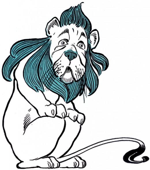 The Cowardly Lion as pictured in The Wonderful Wizard of Oz by L. Frank Baum