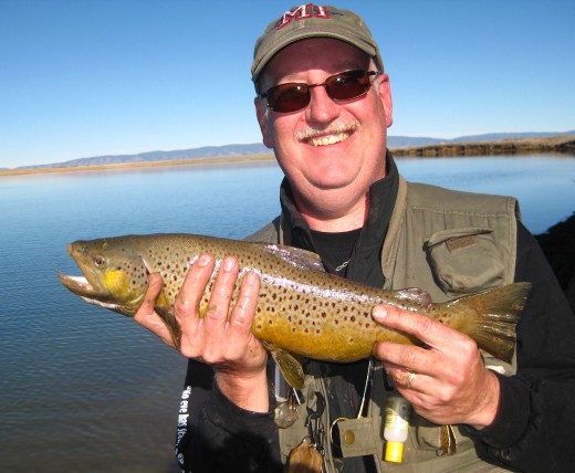 The author with a fine Colorodo Brown Trout taken on a Black Wooly Bugger, size 14