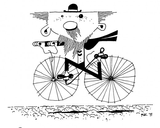 Professor, in a Bowler, on a Bike
