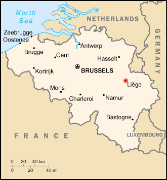 MAP LOCATION OF LIEGE, BELGIUM