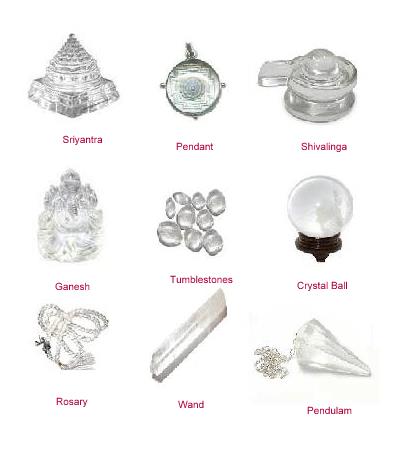 Crystal Quartz Products : Sri yantra, Pendant, Shiva ling, Ganesh Statue, Tumble stones, Crystal Ball, Spatik Rosary and Pendulum.