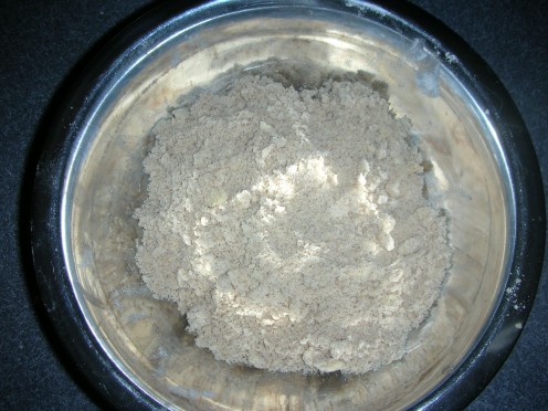 Halfway through mixing streusel
